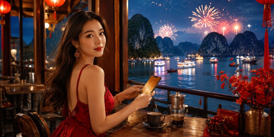 Người dùng tại vịnh Hạ Long đăng ký tài khoản để nhận thưởng khuyến mãi qua điện thoại