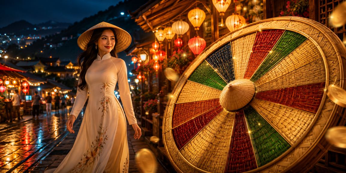 Người phụ nữ đội nón lá tại Sa Pa tham gia bốc thăm may mắn và nhận giải thưởng trực tuyến
